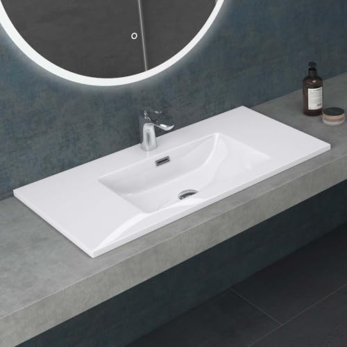 Mai & Mai Lavabo Incasso 90x48x12cm, Lavabo Sottopiano Lavandino Bagno Colossum02-900 da Minerale Fuso