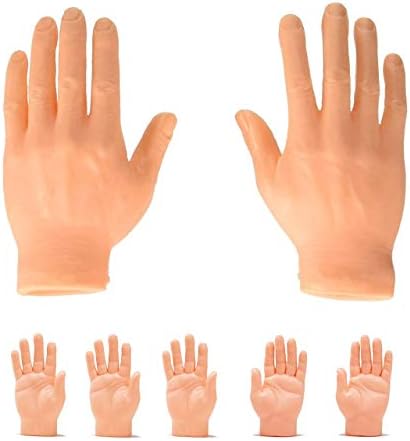Finger Hands Tiny Hands for Fun Pack of 10, Mini Hand Puppet Small Hands Left & Right Hands for Fingers, Gnomes Making Accessories - 5 Left & 5 Right