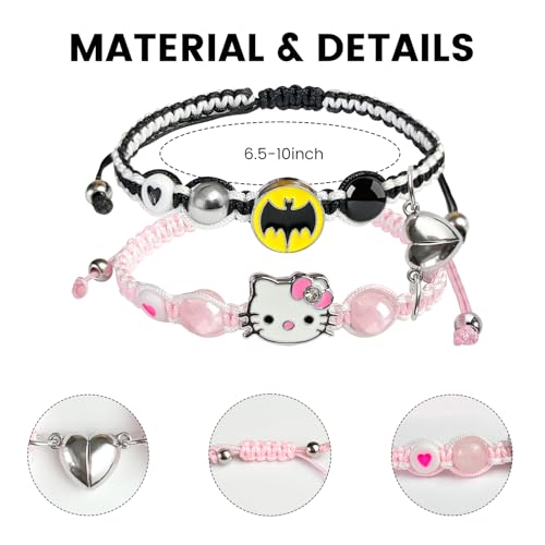 GVUSMIL Couples/Friendship Matching Bracelets,DIY Bat/Spider/kitty Bracelets Set,Jewelry Gifts for BF and GF Daughter Sister Bestie,Matching Bracelet for Couples Best Friend3