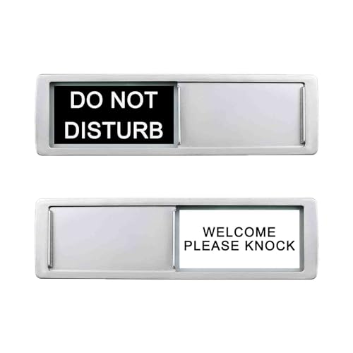 Image of Do Not Disturb Sign, Privacy Door Status, Do Not Disturb /Please Knock Sign for Home Office Restroom Conference Hospital Hospital, Non-Scratch Magnetic Slider Door Indicator Signs, 7'' x 2'' - Black&White