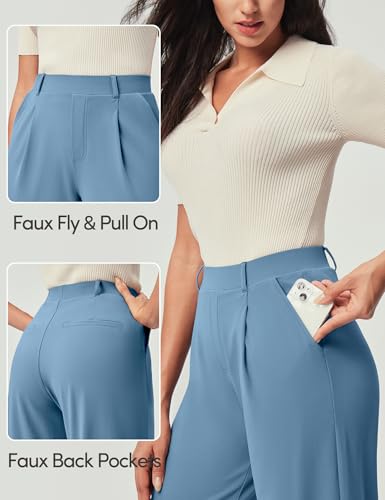 Image of IUGA Dress Pants Women Stretchy Wide Leg Work Pants Business Casual Outfits