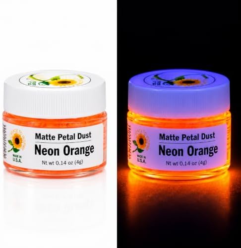 Sunflower Sugar Art Neon Orange Glow In The Dark Petal Dust Food Color - Deep, Rich Orange Matte Powder Cake Accessories for Cake Decoration - 4 Grams Non-Toxic Baking