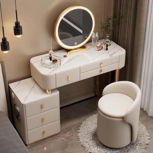 Set trucco 3 in 1 con specchio LED Touch Sn Flip Top Design 3 colori illuminazione M 6 Der Sto sgabello imbottito Toeletta per gli amanti del Beau