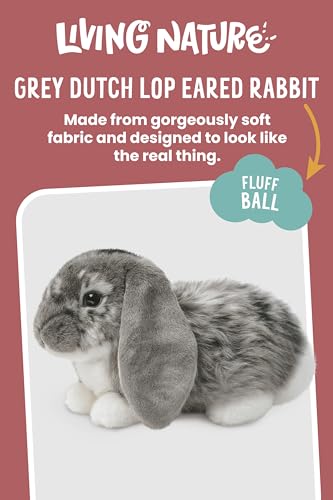 Living Nature Graues holländisches Lop Eared Hase Stofftier Plüschtier | Flauschiges Kaninchen Tier | Stofftier Geschenk für Kinder | Jungen und Mädchen Stoffpuppe | Naturli Umweltfreundliche Plushies