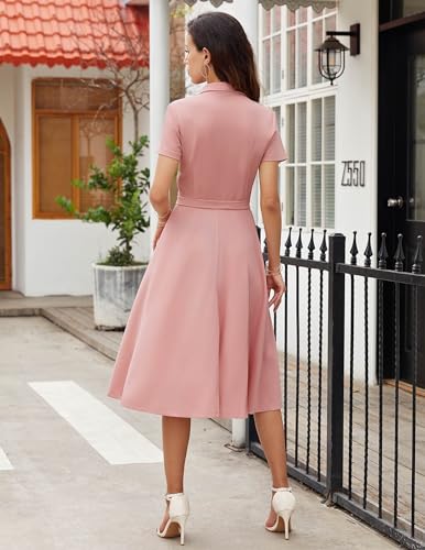Image of Wedtrend Women's Vintage Tea Dress, Short Sleeve Cocktail Party Dress Work Church Casual Dress