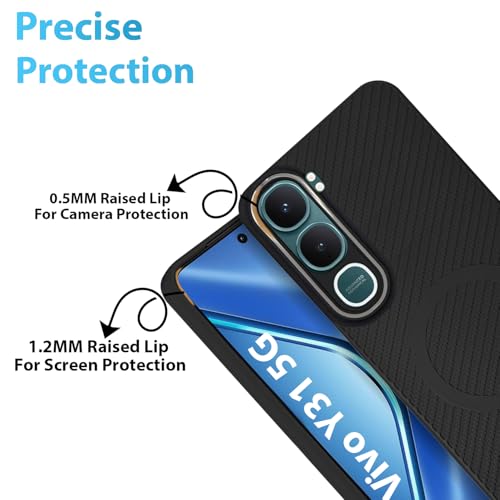 Image of LIRAMARK Rugged Carbon Fibre TPU Armor Silicone Back Cover Case for Vivo Y31 5G