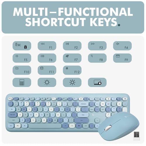 Image of X9 Performance Colorful Keyboard and Mouse Combo - 2.4G Wireless Connectivity - Transform Your Space with Cute Wireless Keyboard and Mouse Set (110 Keys and 18 Shortcuts) - for PC and Chrome - Blue
