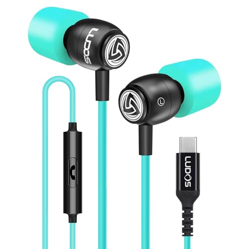 Image of LUDOS Clamor USB C Headphones for iPhone 17 16 15 Pro Max Plus Air iPad Pro, 5 Years Warranty, USB-C Earbuds for Samsung Galaxy S26 S25 S24 S23 Ultra S22 S21 FE S20 A55 A54 A53, USB Type C Earphones