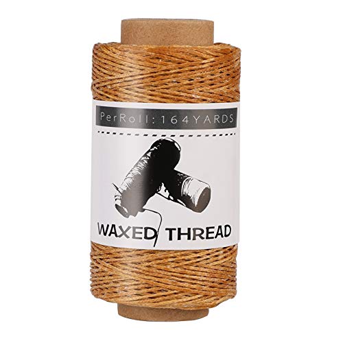 Jupean Waxed Thread, 150m /164Yards Medium Coffee Leather Waxed Thread, Leather Sewing Thread, Hand Stitching Thread for Hand Sewing Leather, Bookbinding, and Beginners Leather Craft DIY
