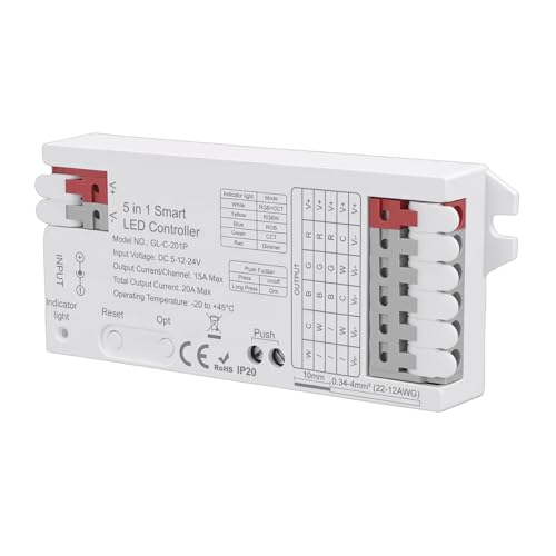 Contrôleur de bande LED Domary variateur 5 en 1 RGBW CCT 20A