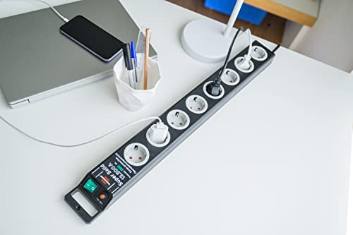 Brennenstuhl Super-Solid, Steckdosenleiste 8-Fach mit Überspannungsschutz (Steckerleiste mit 2,5m Kabel und Schalter, Mehrfachsteckdose aus bruchfestem Polycarbonat) schwarz/grau – Bild 7