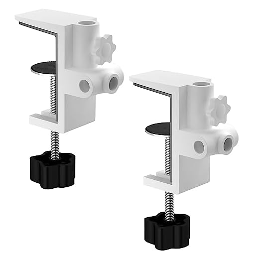 2Pcs Replacement Desk Clamp, KUVRS Metal Mounting Table Clamp 2 Inch Large Area Contact Base, Non-Slip Desk C Clamp for Swing Arm Magnifying Desk Lamp Microphone Suspension Boom Scissor Arm-White