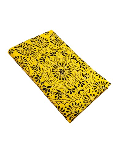 Image of SHRISTI CLOTHINGS Women's Hand Embroidered Cotton Silk Kantha Stitch Saree with Blouse Piece (SB4200924 YELLOWD94)