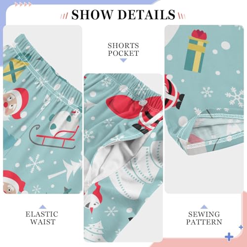 Skating Santa Snowman Boys Long Pants Soft Trousers Elastic Waist Kids Lounge Bottoms with Pockets S-XL4