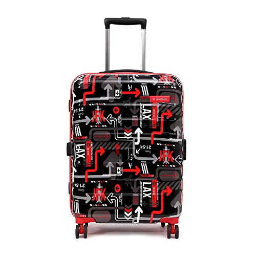 Image of uppercase Jfk Trolley Bag Set Of 3 (S+M+L) Hardsided Polycarbonate Printed Cabin Check-In Luggage, Combination Lock 8 Wheel Spinner Trolley Bag, Suitcase 2000 Days Warranty (Black, 31 X 53 X 75.5 Cm)