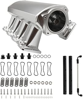 POSENG Intake Manifold for LS Rectangle Port & Cathedral Port Cylinder Heads Compatible with LS3 LS3 L76 L92 L99 LS1 LS2 LS6 LSX(Silver)