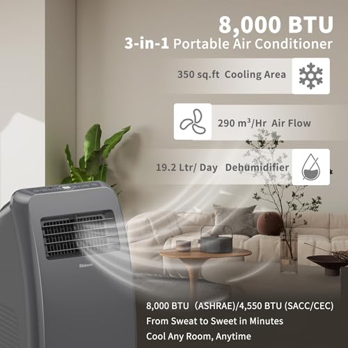 Image of Shinco 8,000 BTU Grey Portable Air Conditioner, 3-in-1 Unit