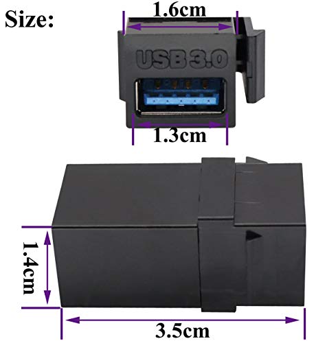 Adaptador USB 3.0 A Keystone Hembra a Hembra 5 unidades miniatura 2