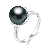 ❤ TOP quality: 100% pure 925 sterling silver pearl drop ring, white nature freshwater pearls / black pearl Without harmful ingredients, nickel-free, lead-free and cadmium-free, perfect choice for sensitive ring.