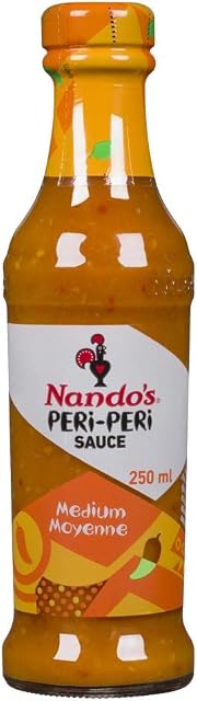 Nandos Moyenne Peri Peri Sauce à Sauces Moyennes Chaud , Oiseaux africains , Plongée de marinade & Sauce de cuisine , sans gluten , Végétarien , Keto Friendly , 250ml