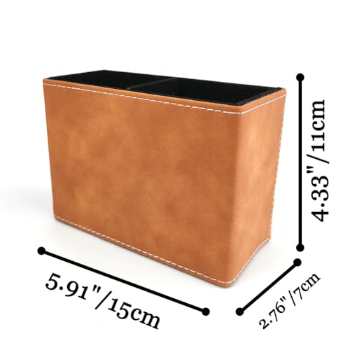 Pen Holder for Desk Pencil Organizer Cute Cup Holders Aesthetic (Yellow Brown, 5.91" x 4.33" x 2.76")