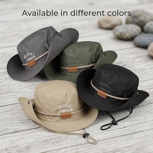 Image of Kraptick Wide Brim Sun Hat for Men - UV Protection Safari Cap for Trekking, Fishing, Hiking & Outdoor Adventures - Breathable Boonie Hat with Adjustable Chin Strap