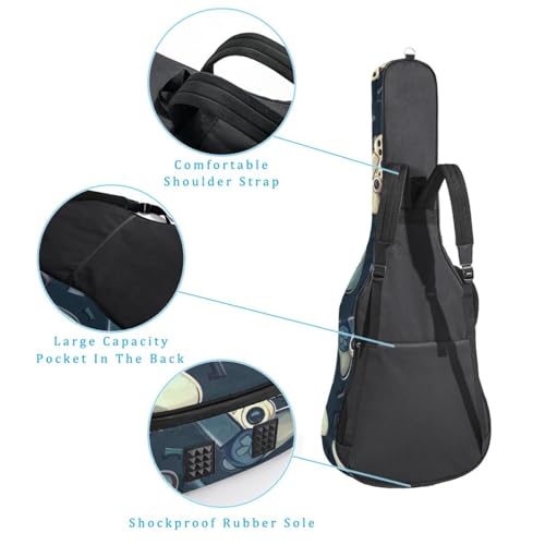 Sac guitare acoustique étanche protégeant des chocs avec éponge épaisse et zips