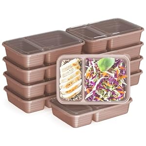 Bentgo 20-Piece Lightweight, Durable, Reusable BPA-Free 2-Compartment Containers – Microwave, Freezer, Dishwasher Safe – Rose Gold