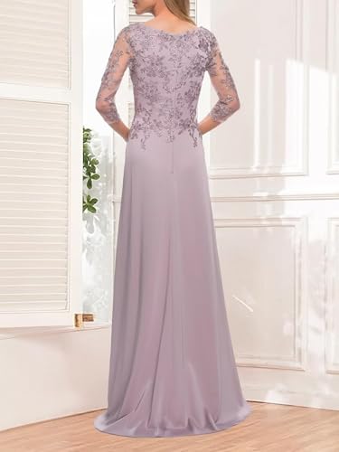 Mother of The Bride Dresses with Sleeves Chiffon Lace Formal Evening Gowns for Women3