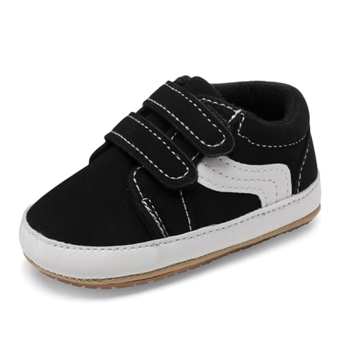 Image of Clowora Unsex Baby Boys Girls Canvas First Walkers Shoes,Newborn Infant Non Slip Soft Sole Crib Casual Sneaker