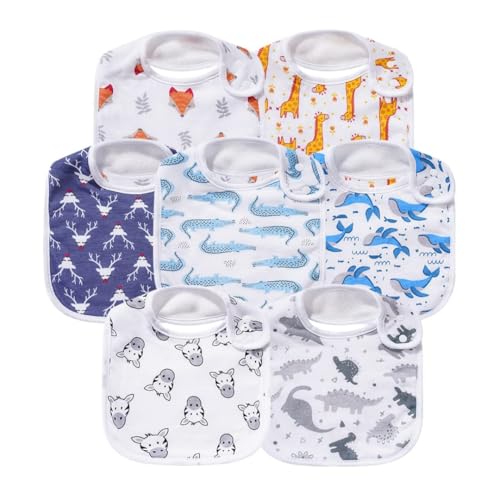 Gelisite 7 Pack Baby Cotton Absorbent Bibs for Drooling Teething