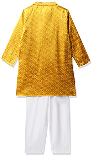 Image of Amazon Brand - Jam & Honey Regular Boys Kurta Sets (AW21KPJM01 Yellow 6-7 Years)
