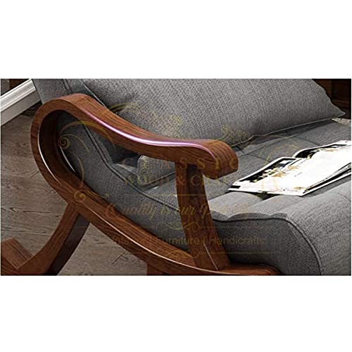 Image of CLASSIC WOOD & CRAFT Wooden Rocking Chair with Sheesham Wood, Rolling and Easy Seating (Model-OW-19)