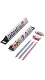 Doms Zoom Ultimate Dark Triangle Pencils (10pcs) with Free Eraser, Sharpener and 15cms Ruler