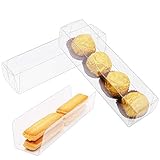 Chocolate Macaron Gift Boxes with Inserts, Clear PET Plastic Storage Containers for Weddings, Parties, Baby Showers, 50 Pack, 1.38'' x 1.44'' x 6.25''