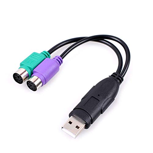 USB to PS2 Adapter, Haokiang USB to Dual PS/2 Keyboard and Mouse Converter Adapter Cable