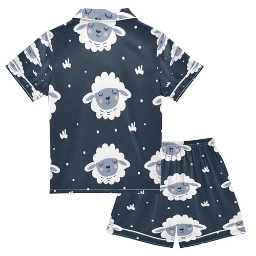 senya Pajama Sets Silky Button Down Nightwear Sleepwear Size 5-14 Years Grey Sheeps2