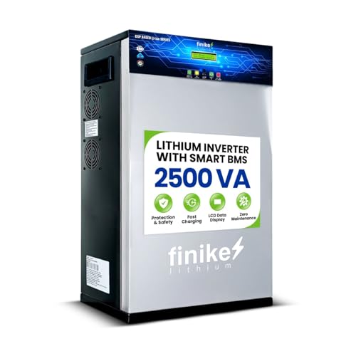Image of Finike 2500 VA Inverter with 2688Wh Lithium-Ion Battery for Home, Office & Shops, Wall Mount Bracket, Fast Charging, Zero Maintenance Upto 12 Year Life Integrated 5 Year Warranty, (2500VA)