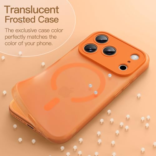 Image of JETech Magnetic Matte Case for iPhone 17 Pro Max, Orange | Compatible with MagSafe, Translucent Frosted Soft TPU Cover, Anti-Yellowing, Anti-Fingerprint, Shockproof
