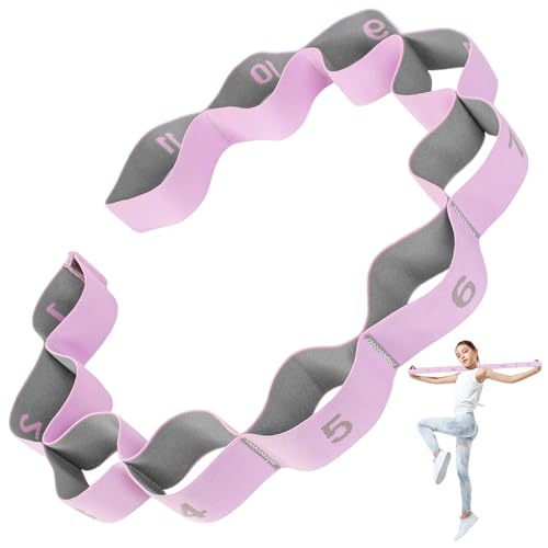 WTYIY Stretching Strap with 11 Loops, Stretch Out Straps for Physical Therapy, Yoga, Pilates, Ballet, Versatile Stretch Out Strap for Flexibility, Dance & Home Workouts, Full Body Stretching