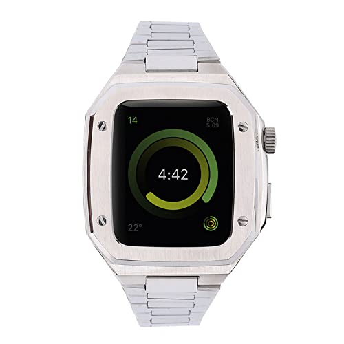 Bracelet acier Apple Watch 44mm SCHIK haut de gamme avec boîtier luxe