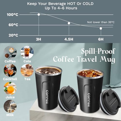 Image of Insulated Travel Coffee Mug, Stainless Steel Coffee Cup with Leakproof Lid | Double-wall insulation keeps drinks hot or cold for hours, with a leakproof lid and portable stainless steel design