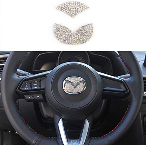 TopDall Steering Wheel Bling Crystal Shiny Accessory Interior Sticker Decal for Mazda