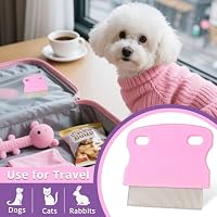 Flea Comb for Dogs and Cats - Lice Comb with Rubber Handle - Promotes Hair Growth and Removes Loose Hair, Knots, and Flakes Flea Brush for Pets(3P,PINK) — image 5
