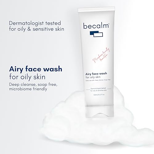 Image of Becalm Daily Salicylic Acid Face Wash for Oily & Acne Prone Skin | Airy face wash for Men & Women | Soap & Sulphate free | Microbiome friendly | With Quaternium - 73 & Prebiotic | No fragrance(125 ml)