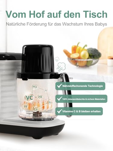 KOSTTE Babynahrungszubereiter, Multifunktions Babybrei Zubereiter, Schnelles Dampfgaren in 15 Minuten, Multifunktions Küchenmaschine für Babynahrung, BabyDampfgaren, Mixen