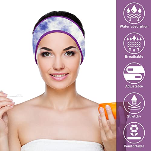 Denfany Spa Facial Headband 4 Pack Ultra Soft Adjustable Skincare for Face Washing, Shower, Facial Mask, Yoga