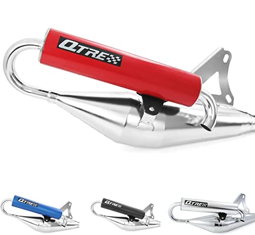 Tecnigas Q-Tre, pot d'échappement sport compatible avec compatible avec Peugeot Speedfight 3, Jetforce Jet Force, Ludix (couché/horizontal) (2 temps/50 cm³) (rouge)