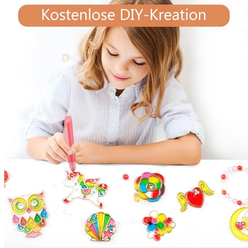 Nurila Window Color Set Kinder, Fensterfarben Kinder, Window Color 8 Pinselfarben 10ML und Zwei Graffiti-Muster, eine A4-Backfolie, Fenstermalfarben für Glas Kreative Fensterbilder und Bastelspaß