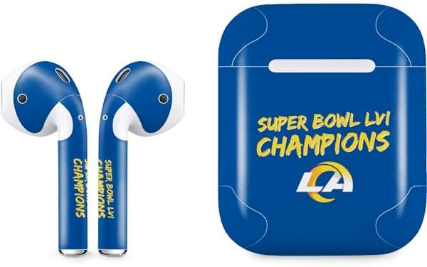 Skinit Decal Audio Skin Compatible with Apple AirPods - Officially Licensed NFL Los Angeles Rams Blue Performance Series Design